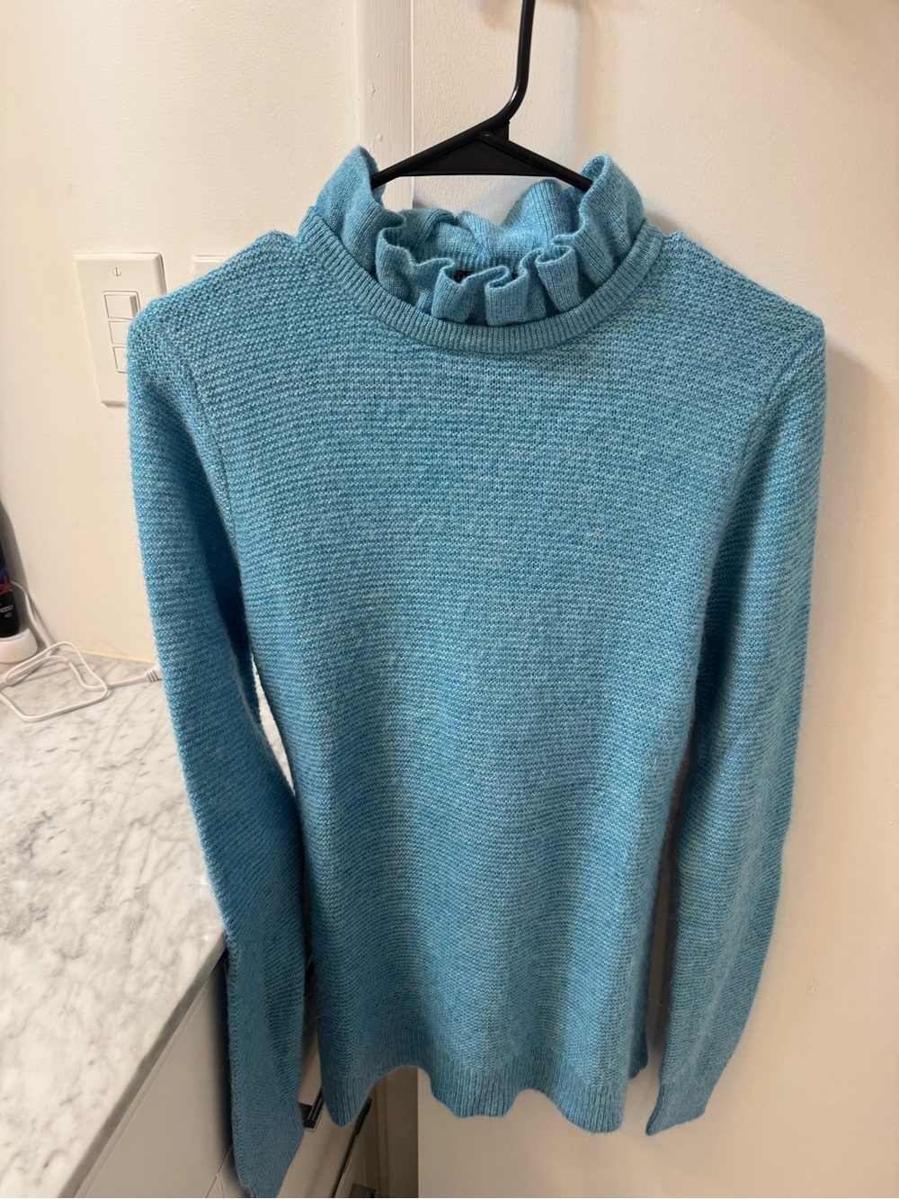 J. Crew Ruffle Neck Knit Sweater - Blue, M